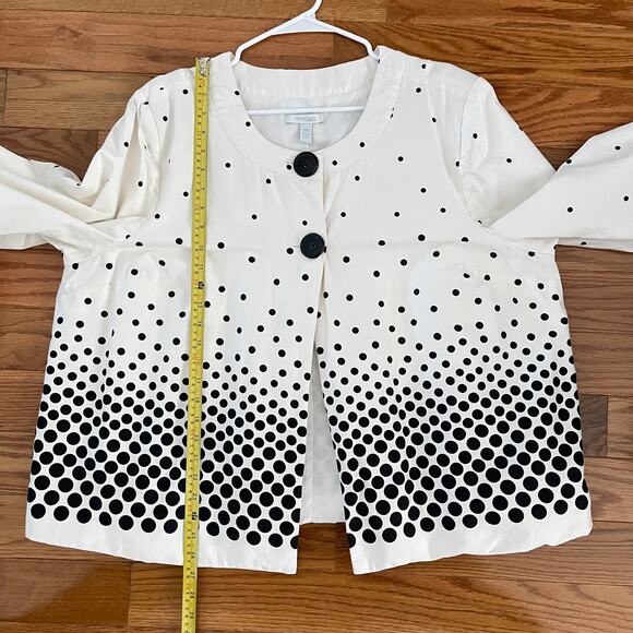 Dressbarn Ombre Polka Dot Cropped Jacket Women’s 2X White Black 3/4 Sleeves - Picture 8 of 9
